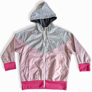 Womens Nike Pink & Grey Windbreaker Jacket with Hood size Large